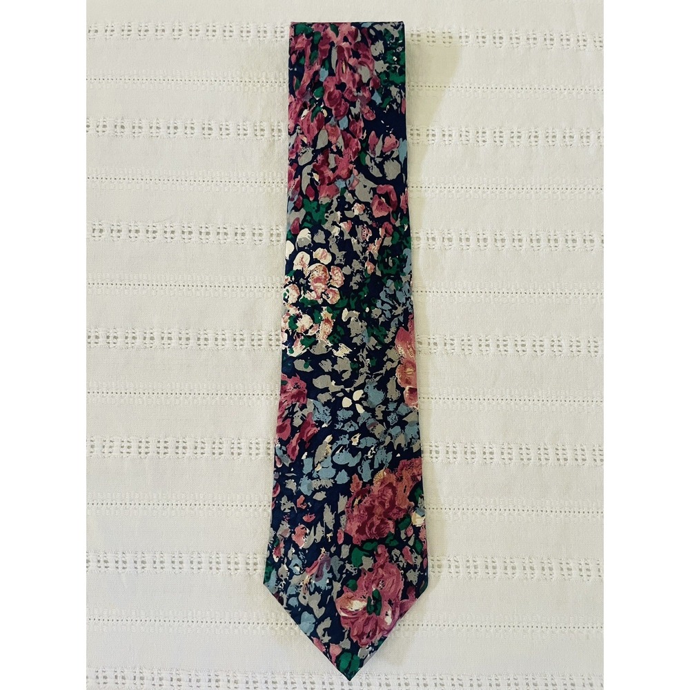 VTG Guy Laroche Paris Mens Silk 90's Impressionist Floral NWT Deadstock USA Made